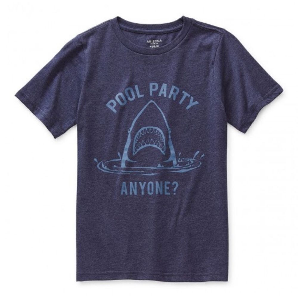 Arizona Jean Company Boy’s Blue POOL PARTY ANYONE Shark Short Sleeve Tee XS 6/7